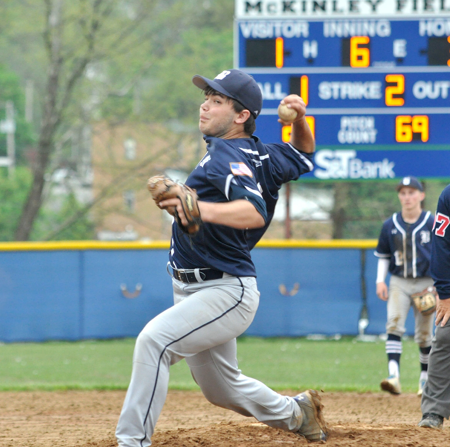 Dane Lyle pitching vs. DuBois